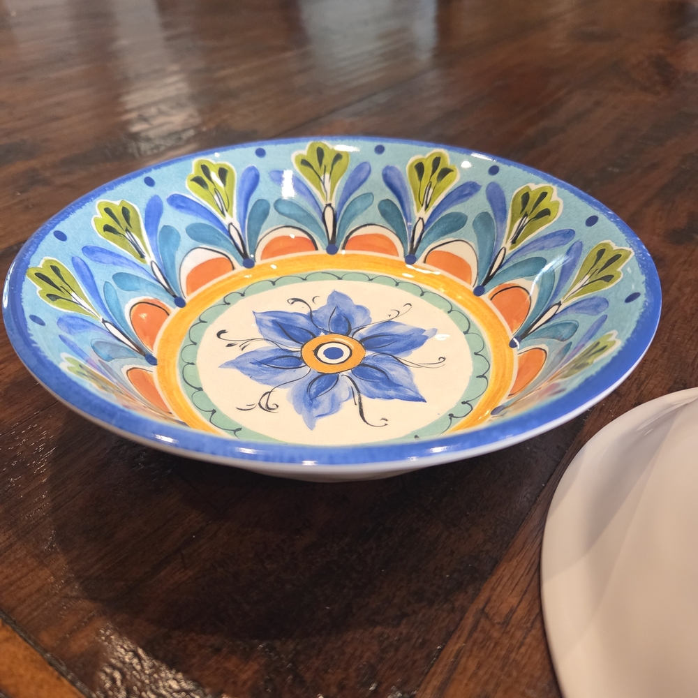 Blue Floral Tuscany Melamine Bowls, Set Of 2 - Picture 4 of 5